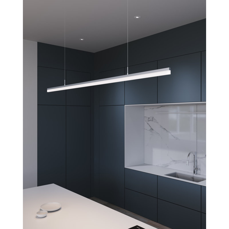 Stiletto 1 - Light LED Pendant, Bright Satin Aluminum, 1.75" H x 71.5" W x 0.75" D