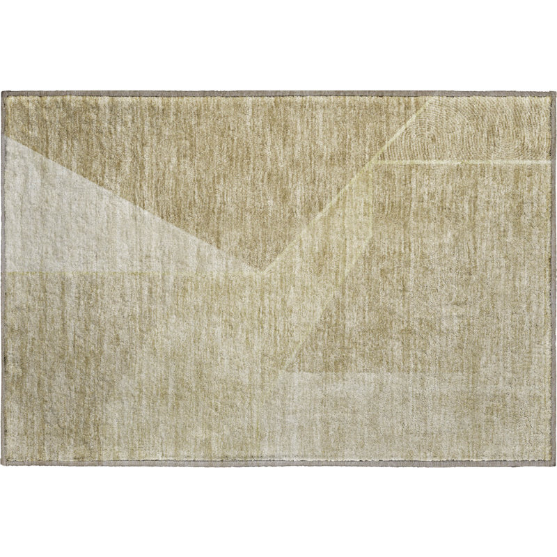 Tapis beige Cerrito lavable à la machine de qualité supérieure, Rectangle 1 pi 8 po x 2 pi 6 po