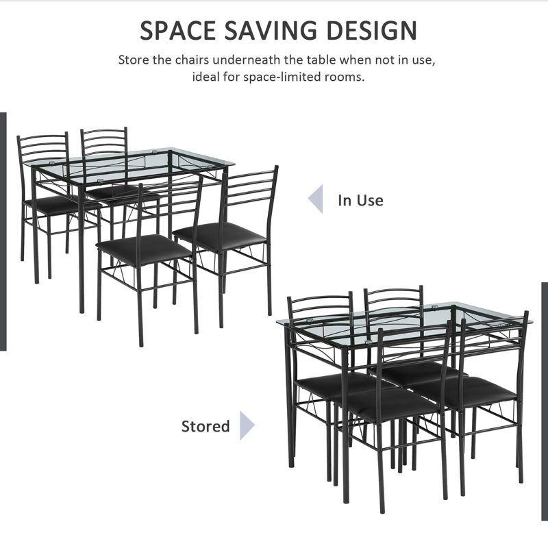 Kitchen Table Chairs Set For 4, 5 Piece Wood Dining Room Table With 4 Chairs, Perfect For Small Spaces, Compact Kitchen, Breakfast Nook, Brown