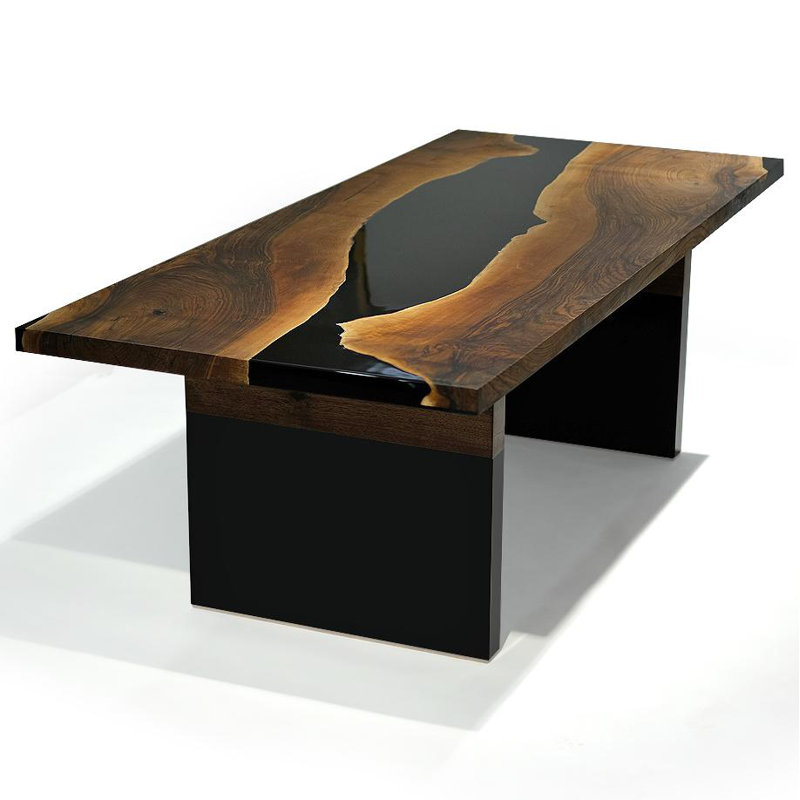 Thyria Walnut Wood Dining Table, 48" W x 108.3" L 