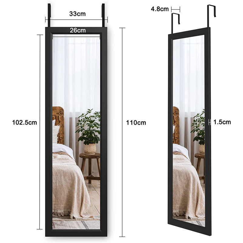 Hazal Metal Flat Wall Mirror, Black