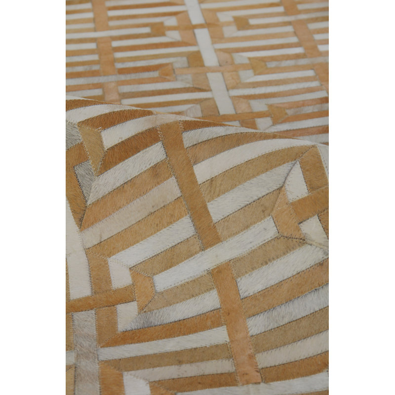 Natural Hide Cowhide Geometric Area Rug, Rectangle 8' x 11'