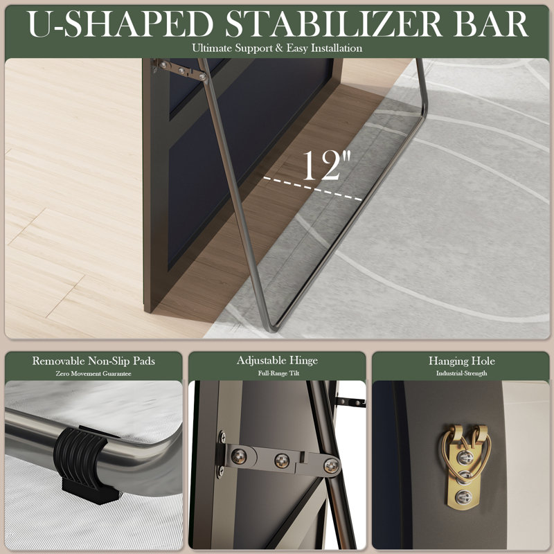 Arched MDF Wood Full Length Mirror with Stand