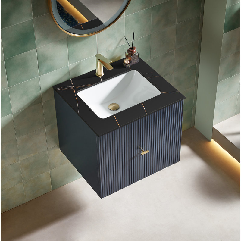 Ula 24" Dark Blue With Black Countertop, Dark Blue, Black