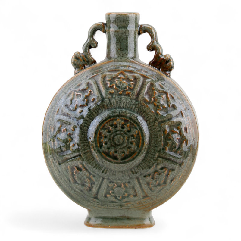 Porcelain Moon Vase with Relief Motifs