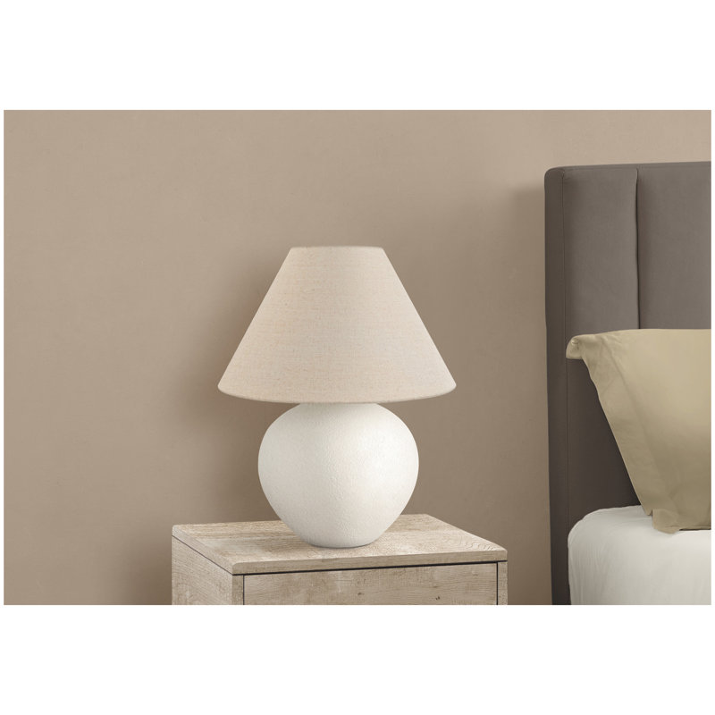 Lighting, 16 po, lampe de table, abat-jour crème, céramique crème, contemporain