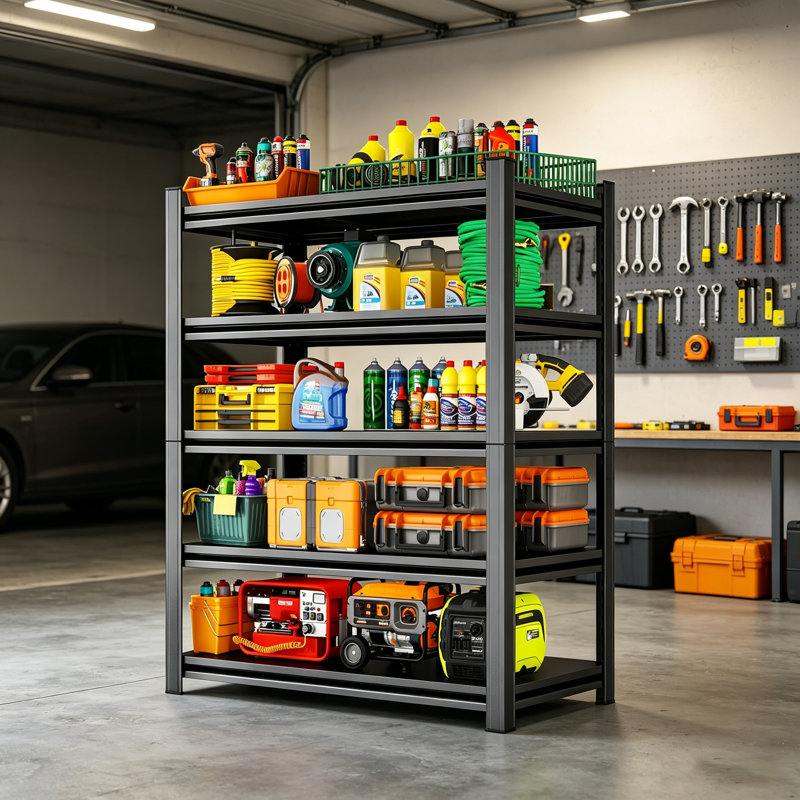 Étagères de garage à 5 niveaux, étagère de rangement réglable en métal pour le sous-sol de la cuisine du garage, résistante à la rouille en acier