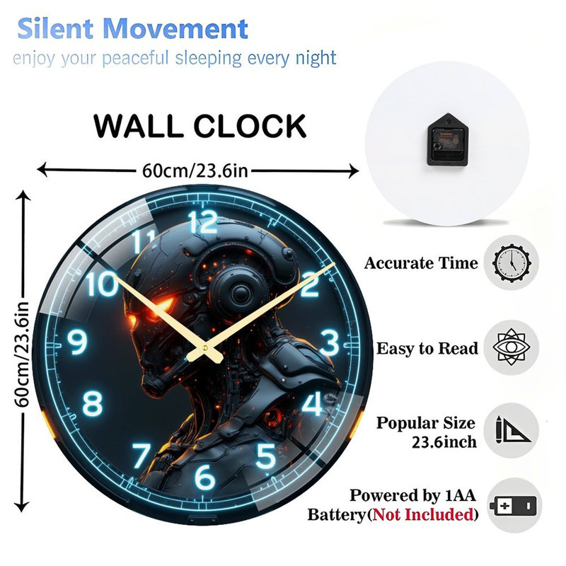 Robot - Horloge murale 24 po