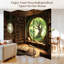 Cloison pliante avec 6 panneaux et bibliothèque pour arbre royal avec fenêtre ronde et bibliothèque en bois vert-129944010