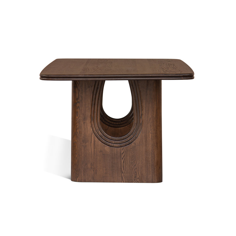 Brown Reclaimed Wood Rectangular Dining Table with Arched Legs