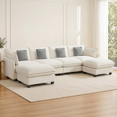 Oversized Modular Sectional Sofa, 4 Seat U shaped Cloud Sectional Couch with 2 Ottomans