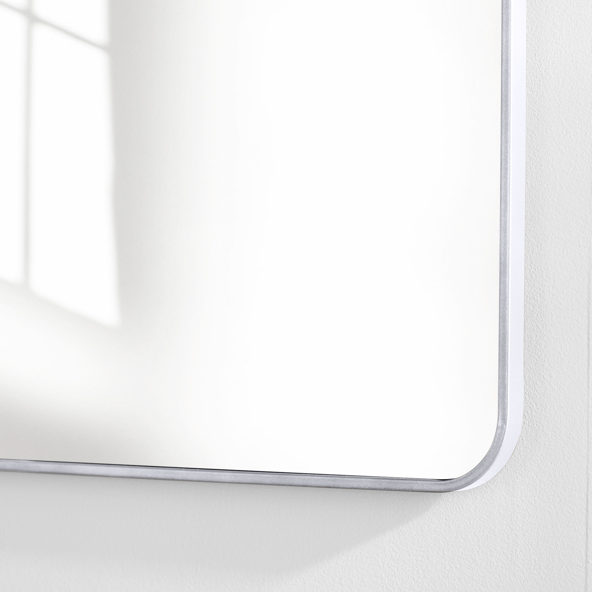 Sabine Metal Rounded Rectangle Wall Mirror, Silver, 36'' H x 30'' W
