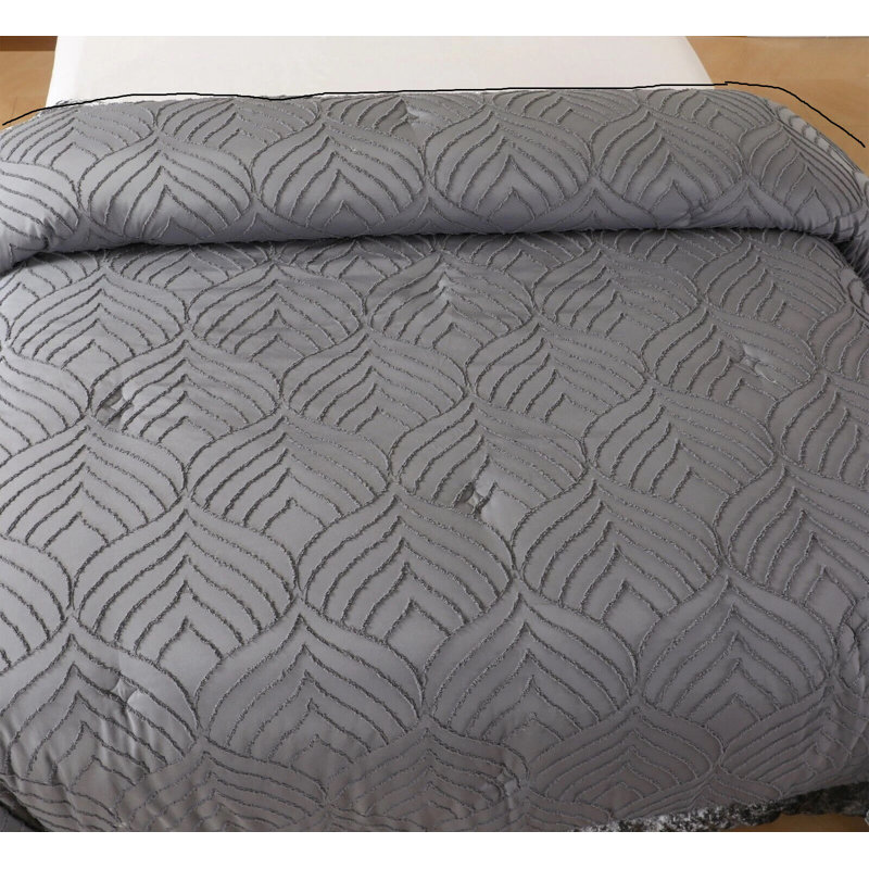 Polyester Bedspread with Pillow Shams, Grey