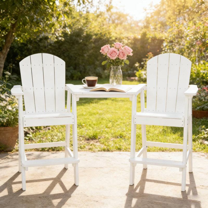 Comfortable Bar Chair Set Enhances Patio Bar Togethers Ideal For Weekend Brunch & Friend Chats, White