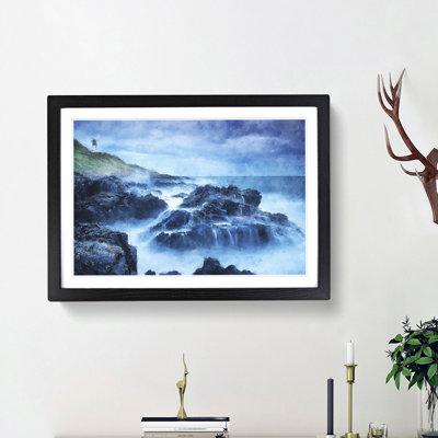 Lighthouse On A Hill With Seascape - Single Picture Frame Painting on MDF