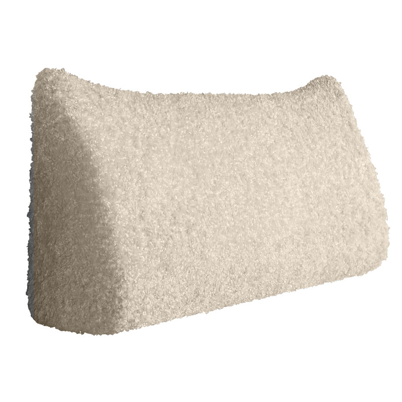 Sit-up Back Comfort Plush Fur Headboard Wedge Reading Pillow Back Support Backrest Cushion Compression, Ivory, Twin