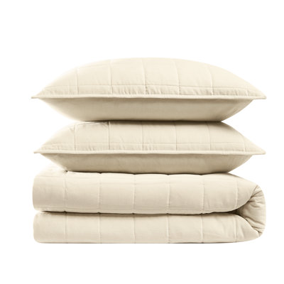 Brooklyn Loom Matte Cotton Velvet Channel Stitch Quilt Set