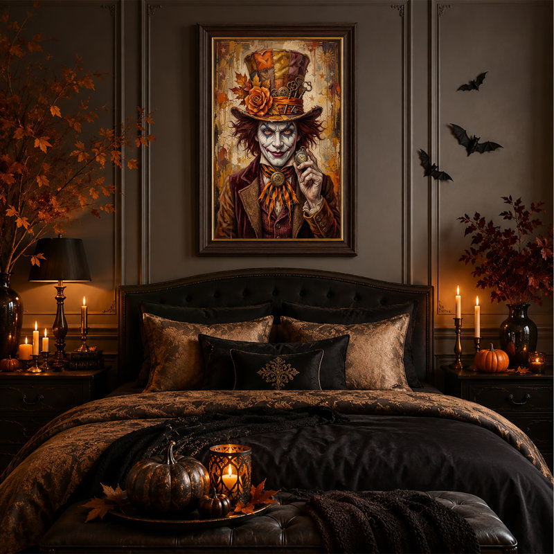 «Mad Hatter» avec art et toile orange, H 24 po x l 16 po