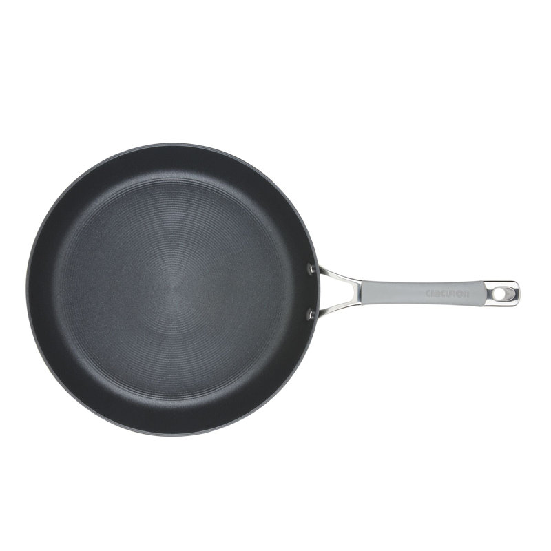 Gray Aluminum Nonstick Deep Frying Pan with Lid, 12 Inch