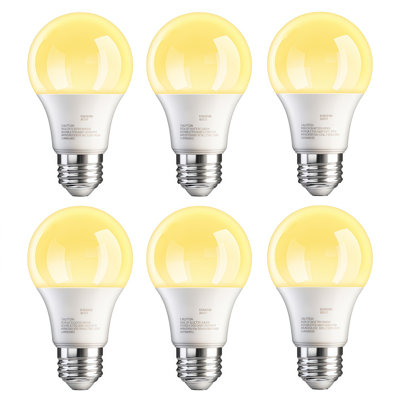 Ampoule DEL A19, équivalent 60 W, blanc chaud 2700 K, non dimmable, culot E26, pour chambre, salon ou bureau, ensemble de 6