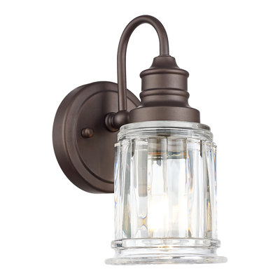 Steel Armed Sconce With Fluted Clear Glass
