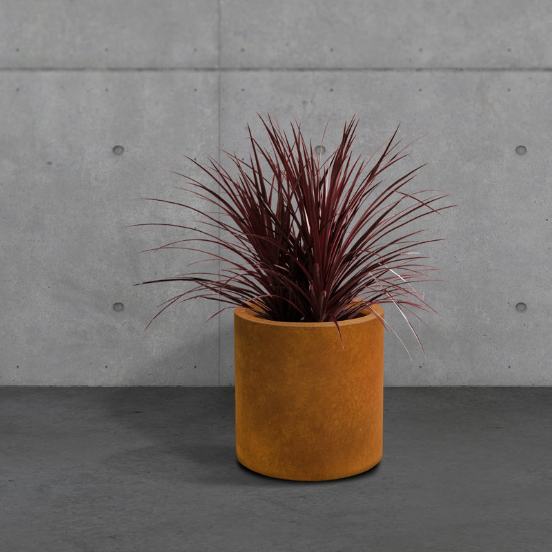 Gethsemane Handmade Pot Planter, Faux Rusty Metal, 13" H x 13" W x 13" D