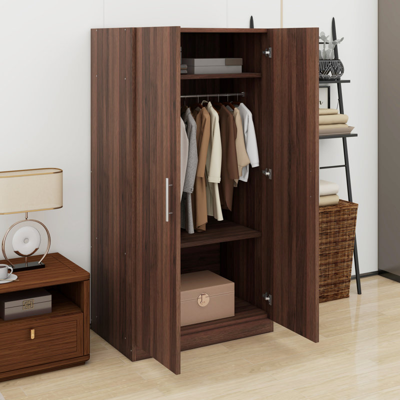 Armoire-penderie en bois avec tablettes de rangement