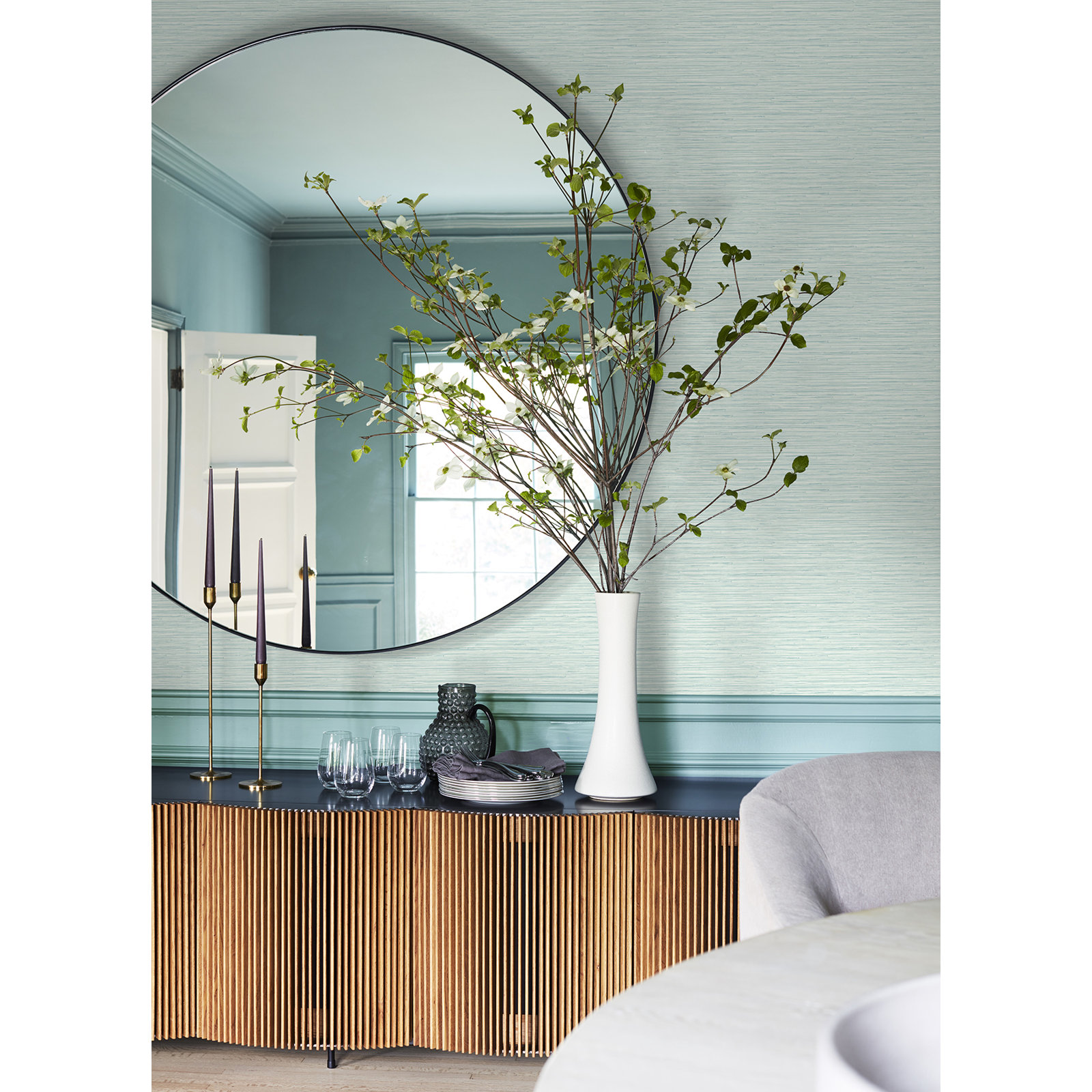 Harwell Unpasted Vinyl Wallpaper Roll, Aqua