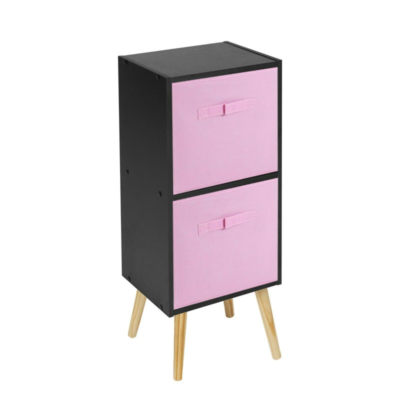Melvyn 75cm H x 30cm W Wood Cube Bookcase, Black/Light Pink/Beech