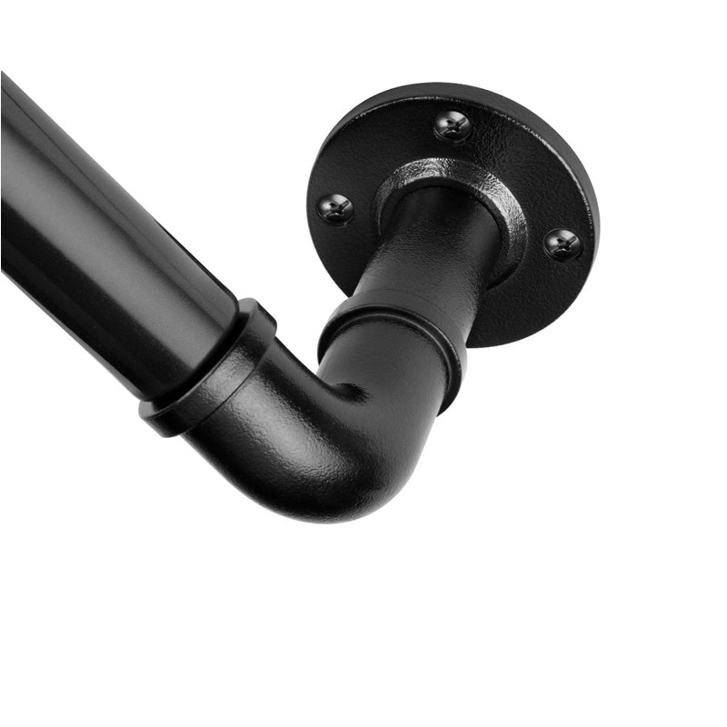 80cm Straight Tension Shower Curtain Rod & Hook Set, Matte Black