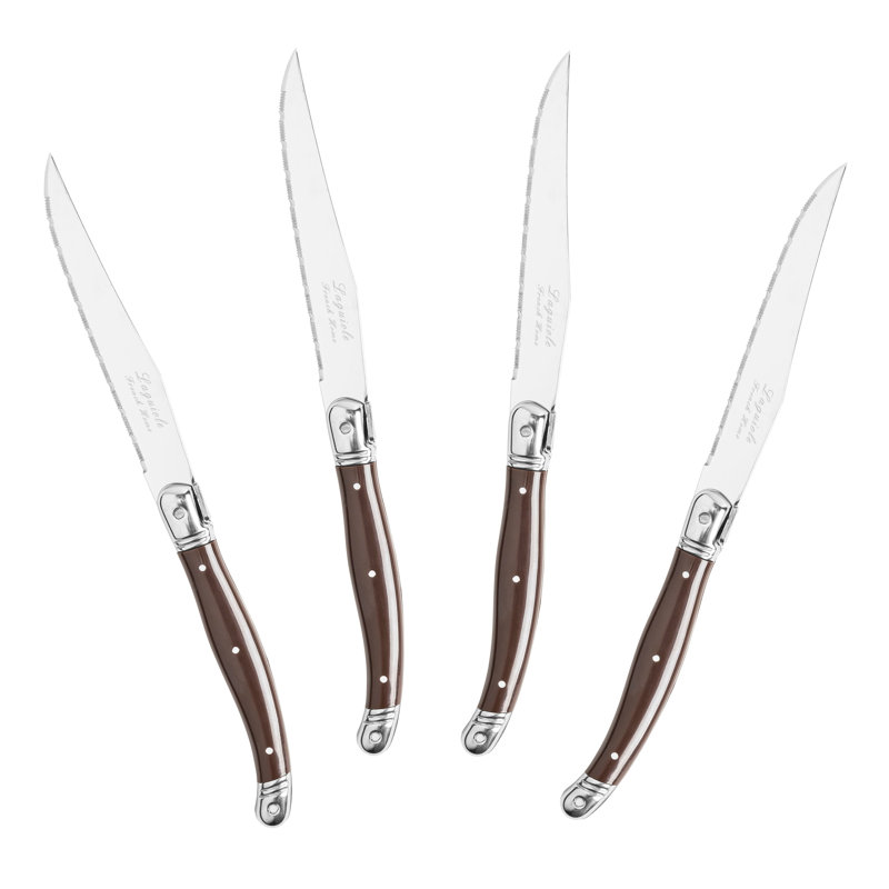 French Home Set of 4 Laguiole Steak Knives, Chocolate Brown, Chocolate Brown