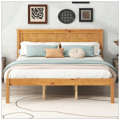 Queen Wood Bed Frame With Slats