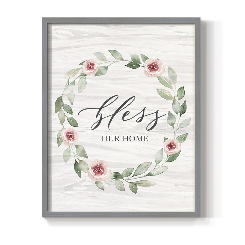 Bless Our Home Framed Print - Solid Wood, Gray, 11" H x 9" W