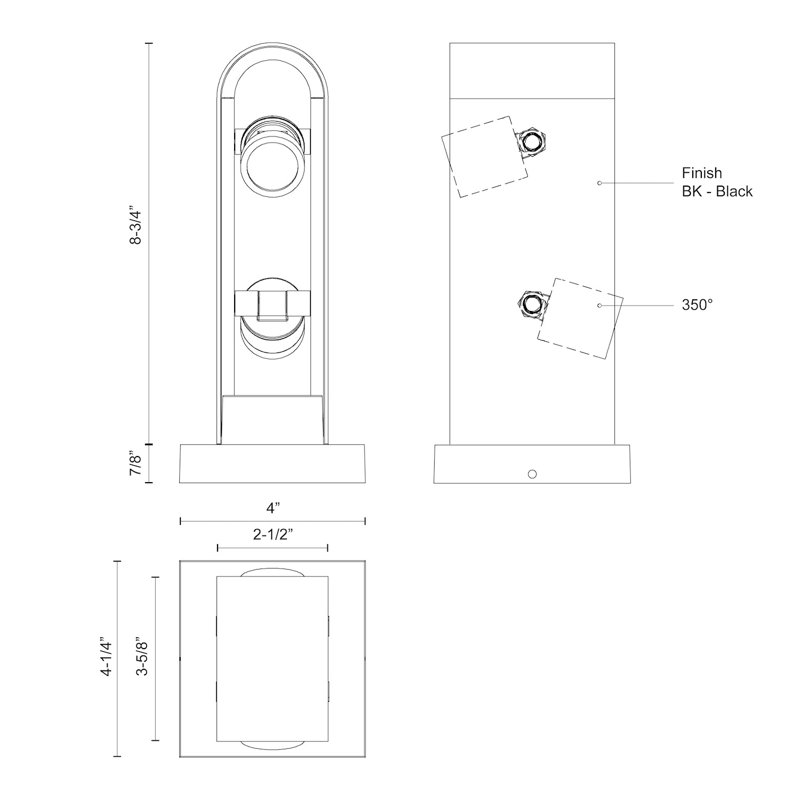 Traverse LED Bollard Light, 9.5" H x 2.5" W x 4.25" D