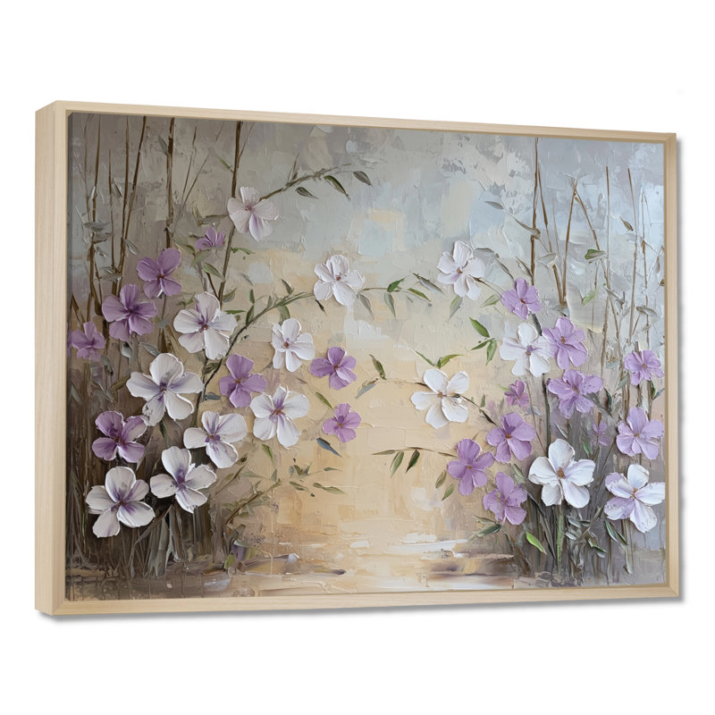 Minimalist Lavender Horizon - Lavender Wall Art, 12" H x 20" W, Floater Framed, Cream