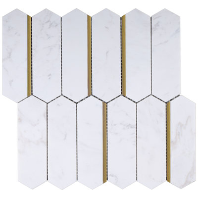 Supreme Tile Natural Dorato 11.23 in. x 11.62 in. Picket Polished Marble Mosaic Tile