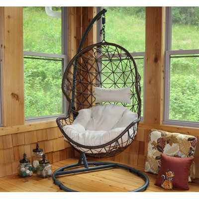 Danielle Resin Wicker Egg Hanging Chair with Cushions - Beige - Chair Only