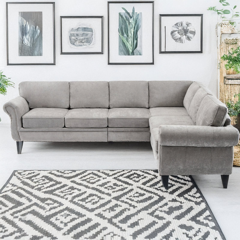 Canapé modulaire 109,5 po Rivets, Gris clair