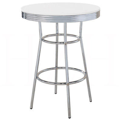 Werner Glossy White And Chrome Round Bar Table