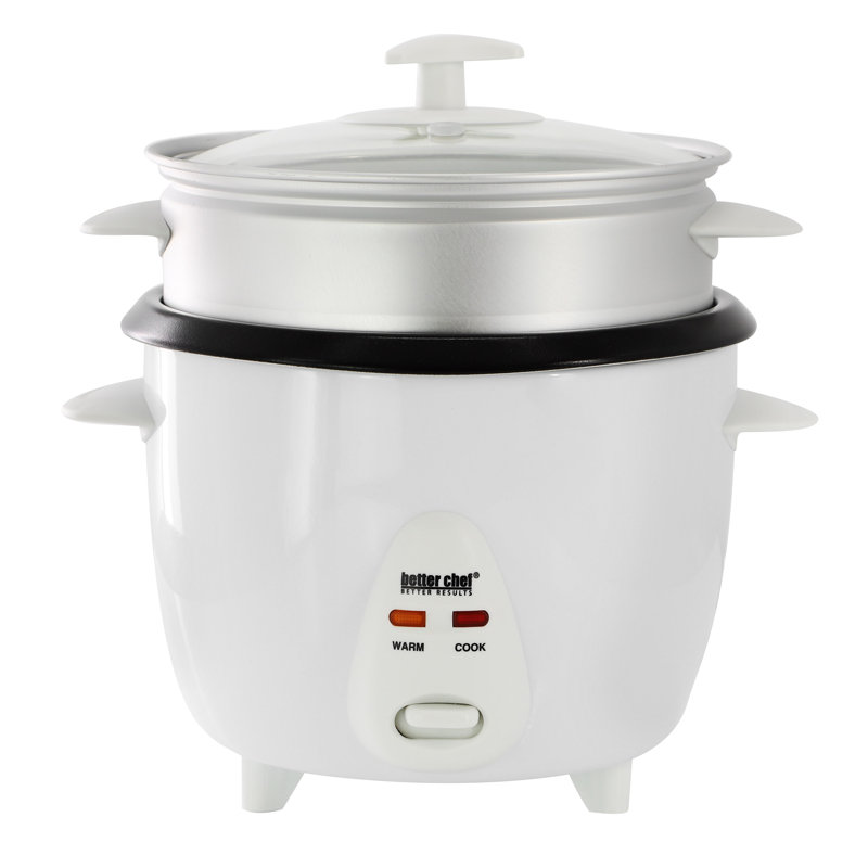 Better Chef 5 Cup Ceramic Bowl Rice Cooker with Steamer Attachment