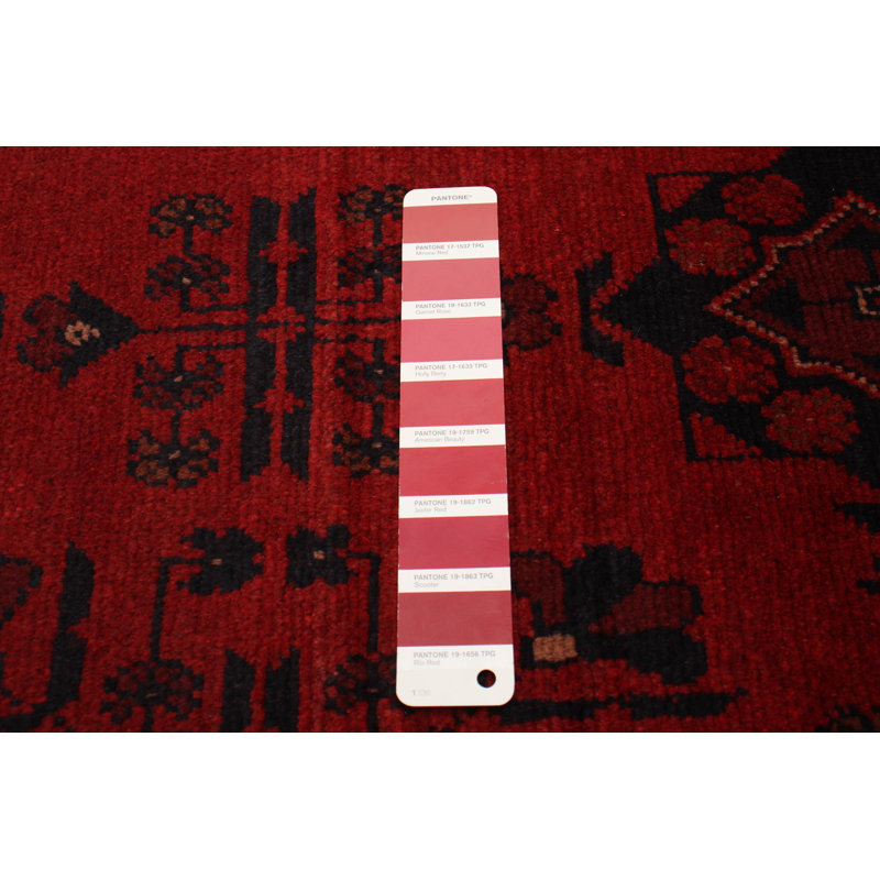 Tapis unique en laine noué à la main 3 pi 4 po x 5 pi nouvel âge en rouge / noir Ahnna