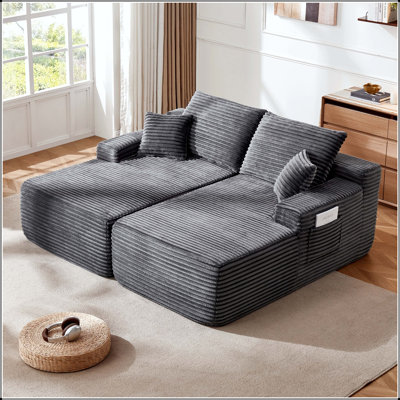 76" Cloud Sectional Couch with Double Chaise Lounge and No Assembly Required