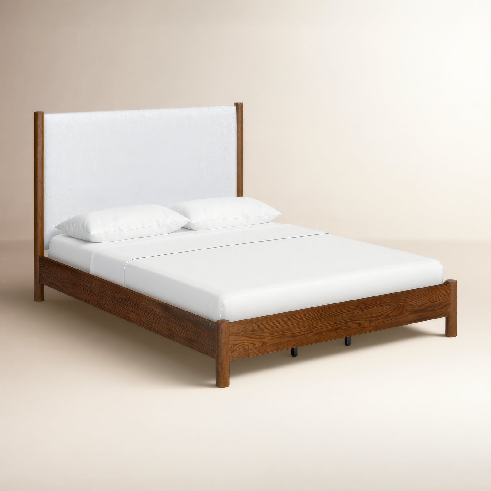 Kaplan Wood Bed, Queen, Medium Oak/Beige
