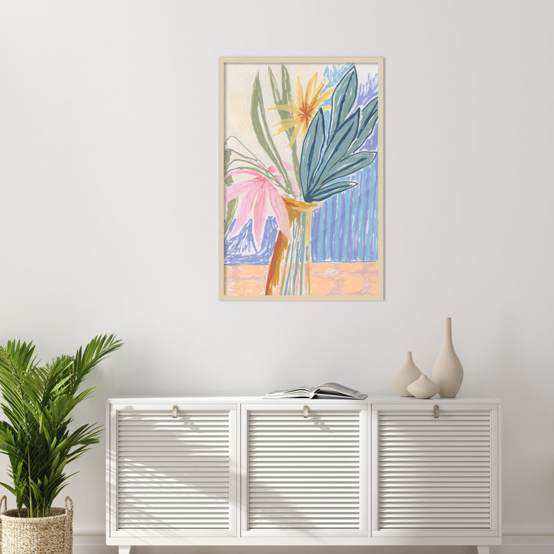 «August Bouquet» encadré sur papier par Kate Aurelia Holloway, H 13 po x l 9 po x P 1 po, Brun