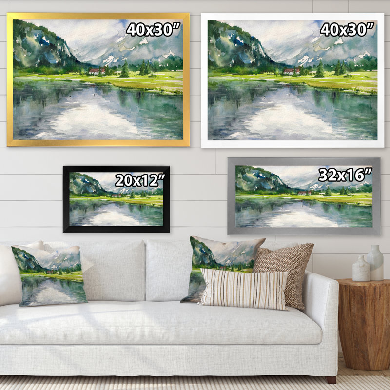 Paysage, art mural sur toile, rivière d'été, reproduction d'art - Paysage d'été avec rivière, H 16 po x l 32 po