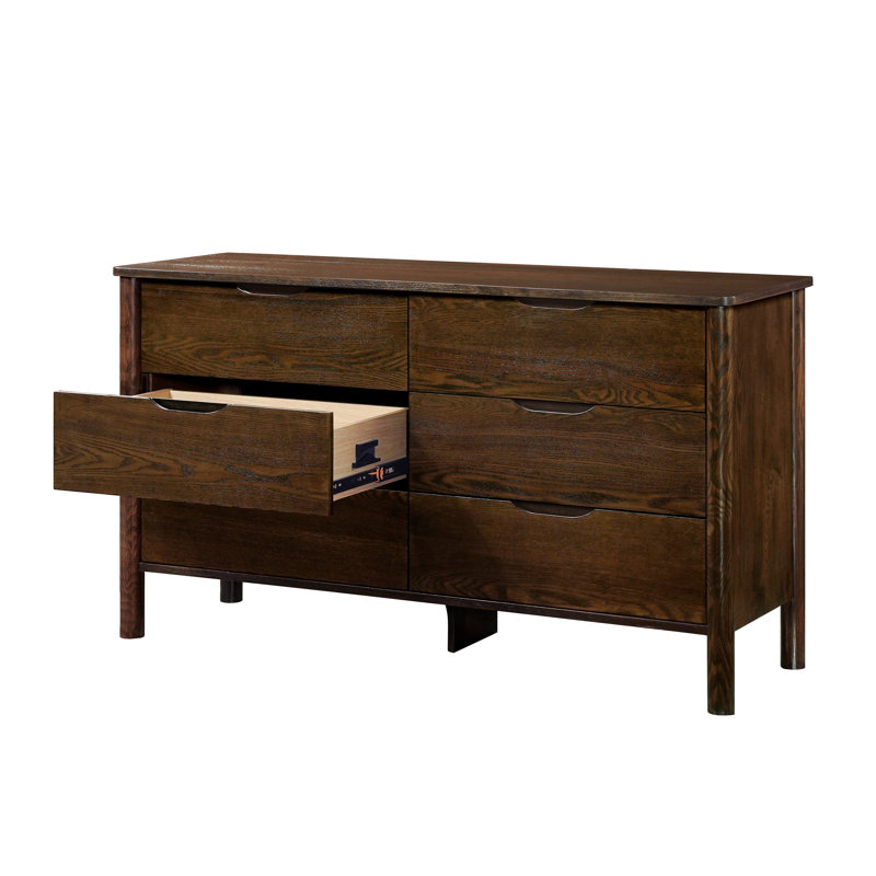 Ardin 6 Drawer Solid Wood Walnut Dresser, Walnut