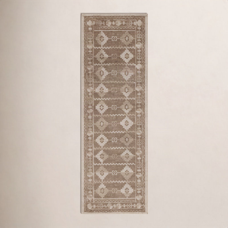 Tapis d'intérieur en laine noué à la main Vanna Villa, Brun, 2 pi 6 po x 8 pi