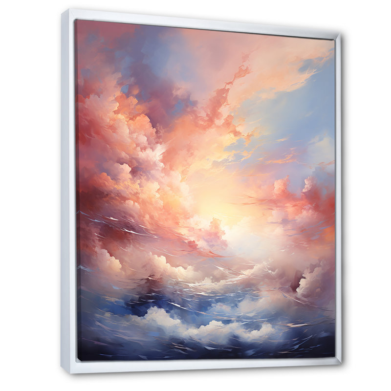 Atmosphère mystique du ciel sur toile, Cadre flottant blanc, H 32 po x l 24 po x P 1 po