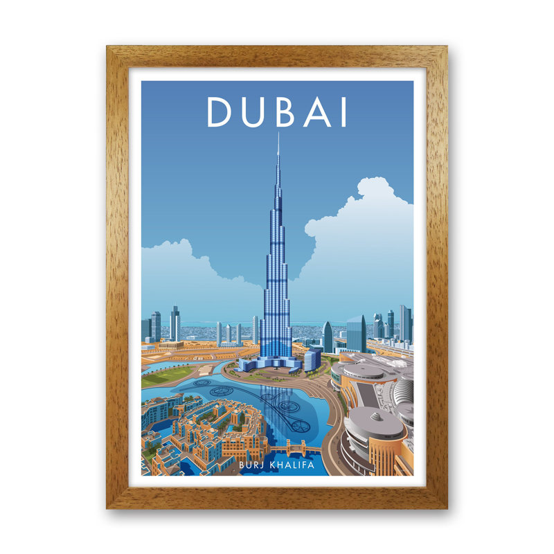 Dubai by Stephen Millership - Print on Canvas, Brown Framed Paper, 88cm H x 64cm W x 3cm D