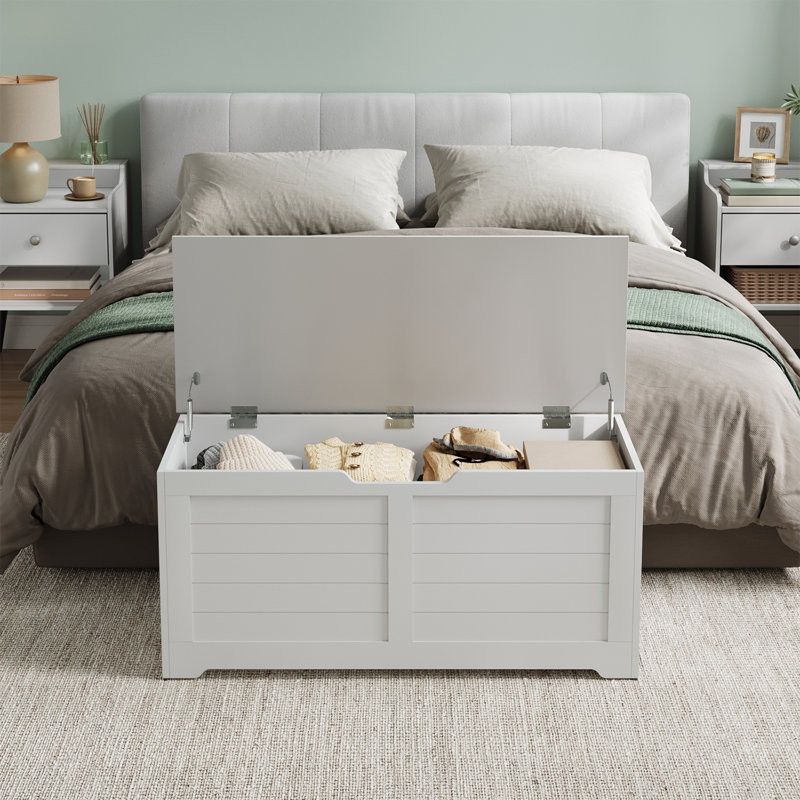 Banc de rangement Kebra , H 18,1 po x l 39,4 po x P 15,7 po, Blanc nuage